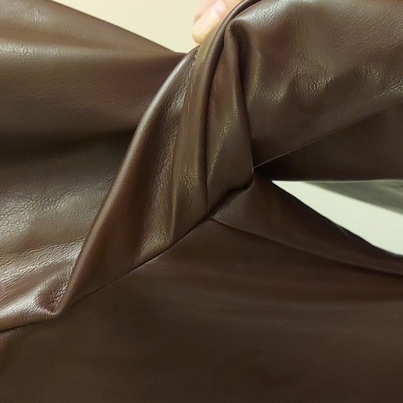 NASTY GAL Premium Faux Leather High Waisted Trouser in Chocolate Brown - Picture 8 of 15